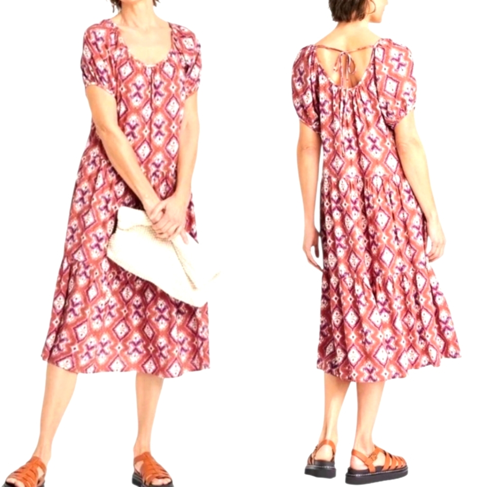 Knox Rose Geometric Red and White Midi Dress